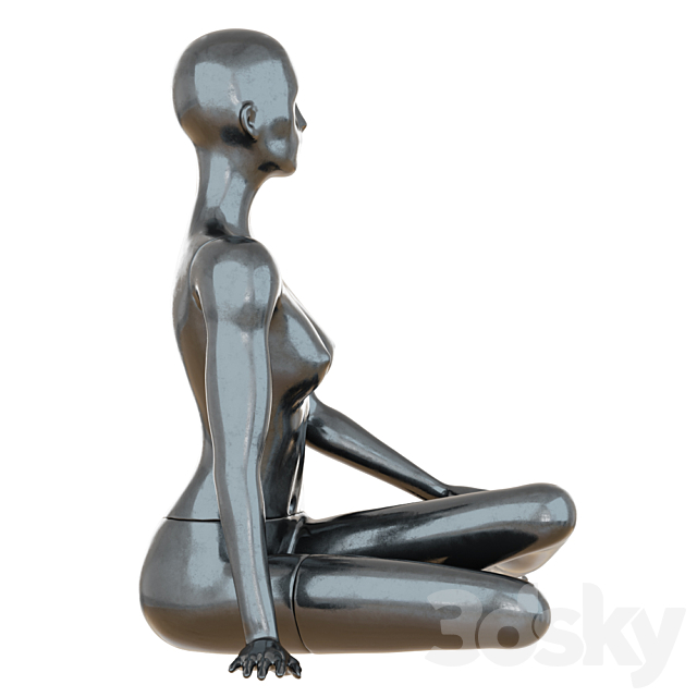 Female Black Mannequin Sitting On The Floor 65 3ds Max - thumbnail 2