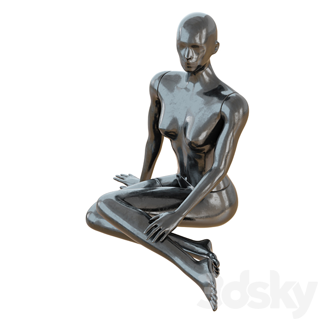 Female Black Mannequin Sitting On The Floor 65 3ds Max - thumbnail 3