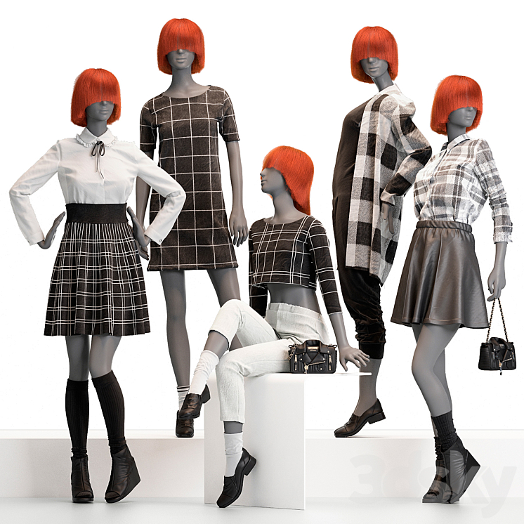 Female mannequins with clothes 3DS Max Model - thumbnail 1