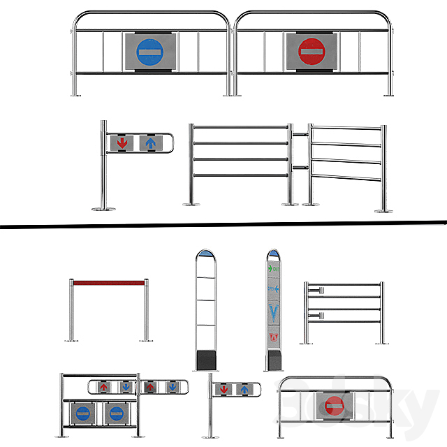 Fence Entrance system fence 3DS Max Model - thumbnail 3