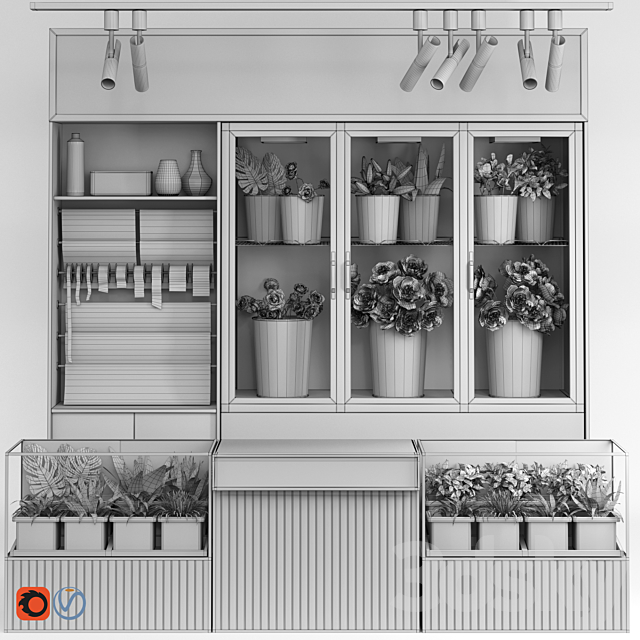 Flower Shop-refrigerated display 3DS Max Model - thumbnail 3