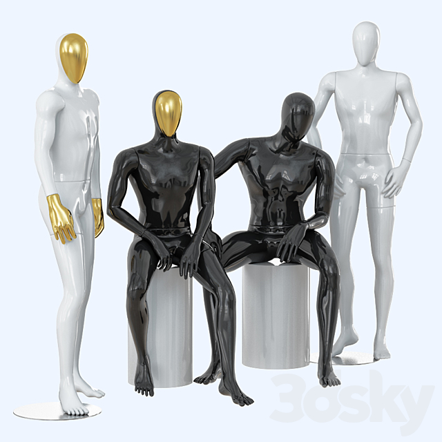 Four abstract male mannequins 32 3ds Max - thumbnail 2