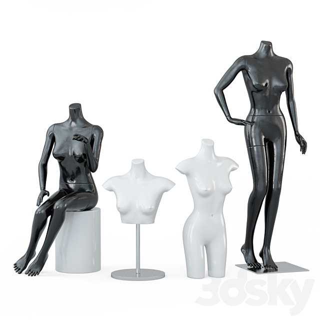 Four female mannequins 64 3DSMax File - thumbnail 1