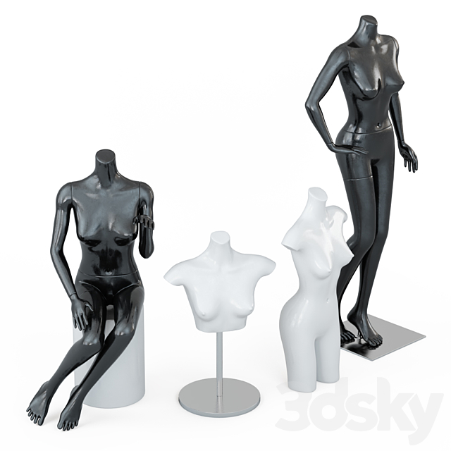 Four female mannequins 64 3DSMax File - thumbnail 3