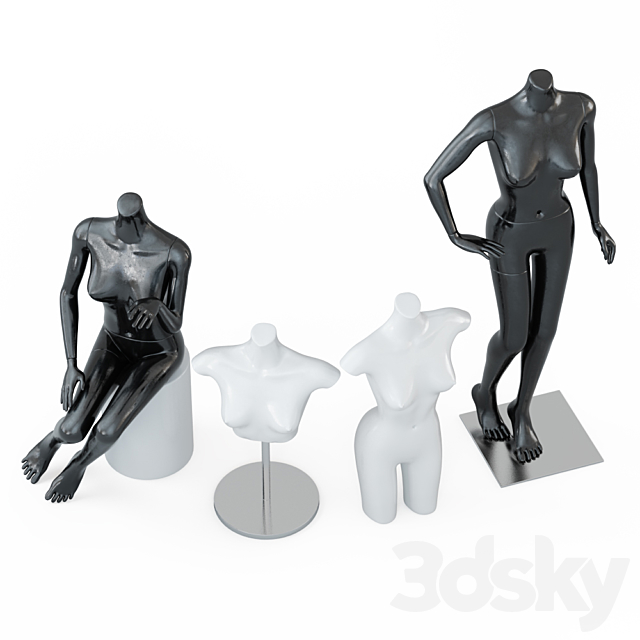 Four female mannequins 64 3DSMax File - thumbnail 4