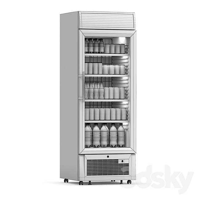 Fridge with Drinks 3DS Max Model - thumbnail 2