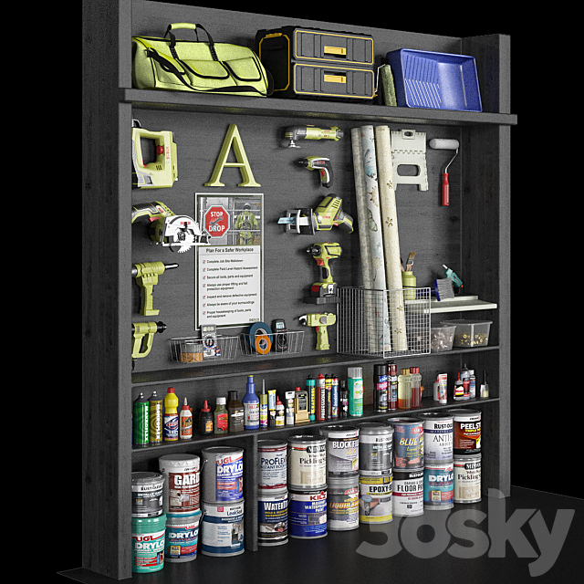 garage tools set 10 3DS Max Model - thumbnail 2