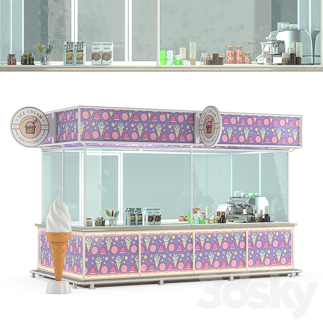 Ice cream kiosk 3ds Max - thumbnail 1