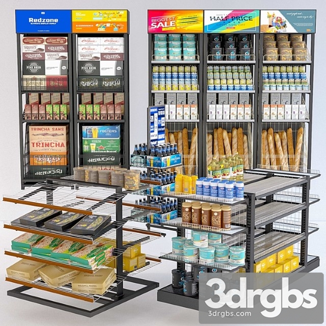 Jc grocery display rack collection 3dsmax Download - thumbnail 1