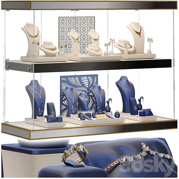 Jewelry showcase for a store 2. Jewelry stand. Display 3DS Max Model - thumbnail 1