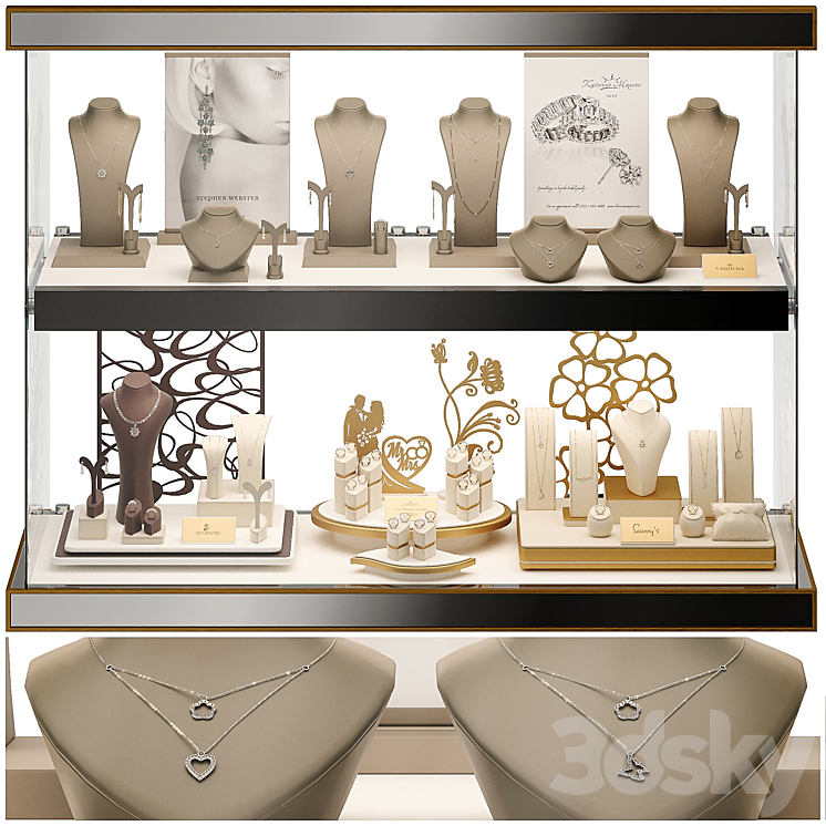 Jewelry showcase for a store. Jewelry stand. Display 3DS Max - thumbnail 1