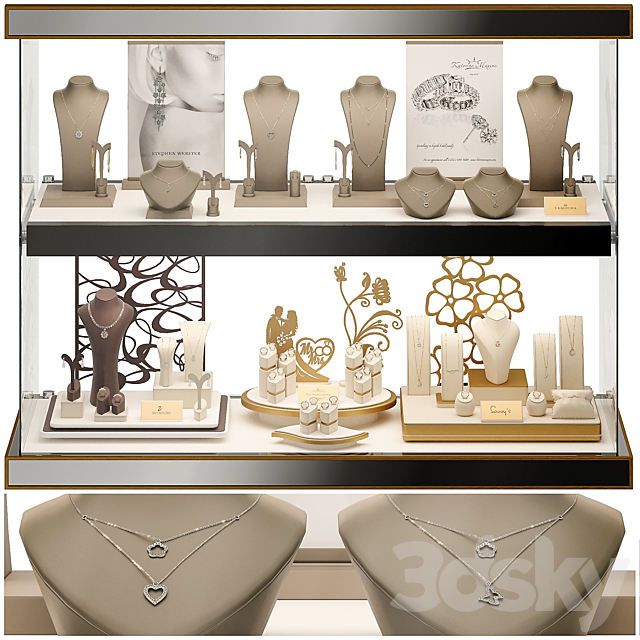 Jewelry showcase for a store. Jewelry stand. Display 3DSMax File - thumbnail 1