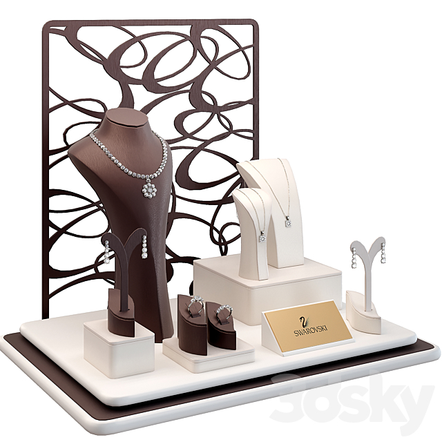 Jewelry showcase for a store. Jewelry stand. Display 3DSMax File - thumbnail 4