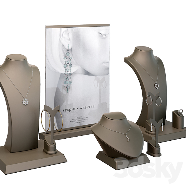 Jewelry showcase for a store. Jewelry stand. Display 3DSMax File - thumbnail 6