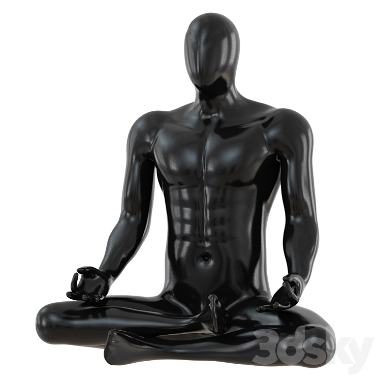 Male abstract mannequin sitting in yoga pose 110 3DS Max - thumbnail 1