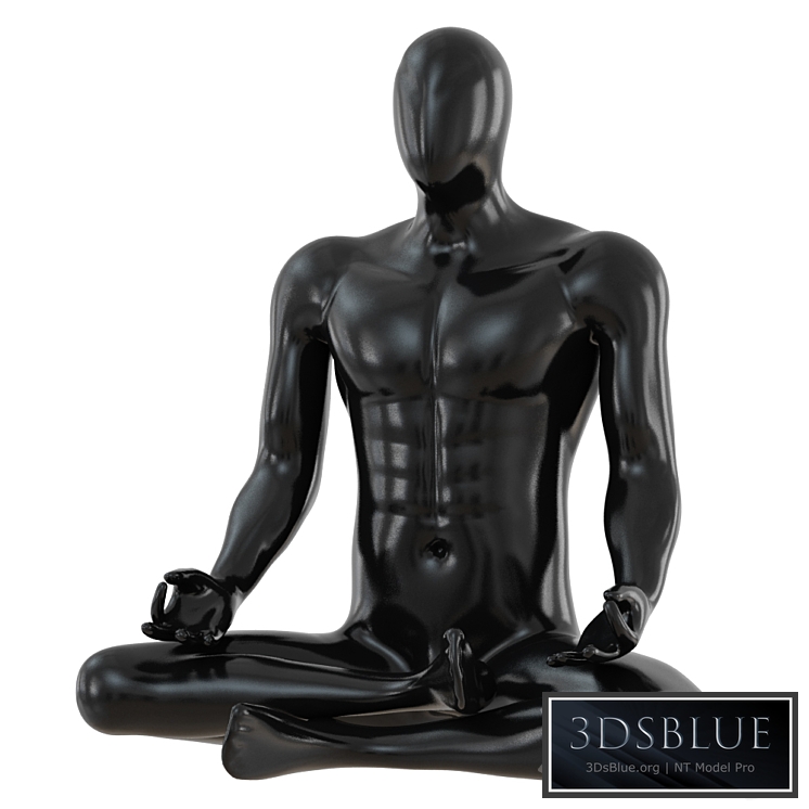 Male abstract mannequin sitting in yoga pose 110 3DS Max - thumbnail 3