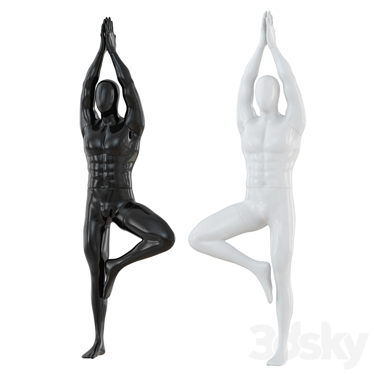 Male abstract mannequin stands in yoga pose 109 3DS Max - thumbnail 1