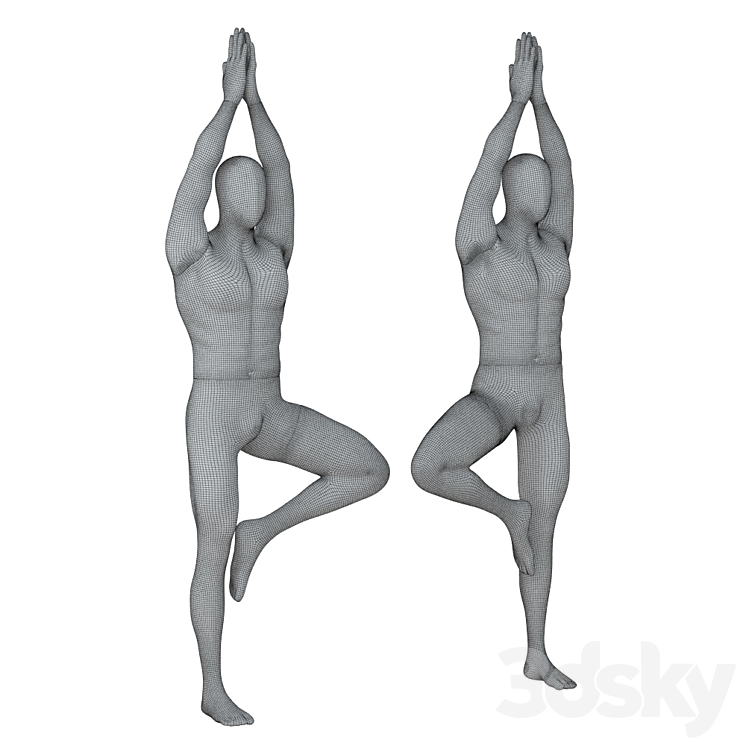 Male abstract mannequin stands in yoga pose 109 3DS Max - thumbnail 2