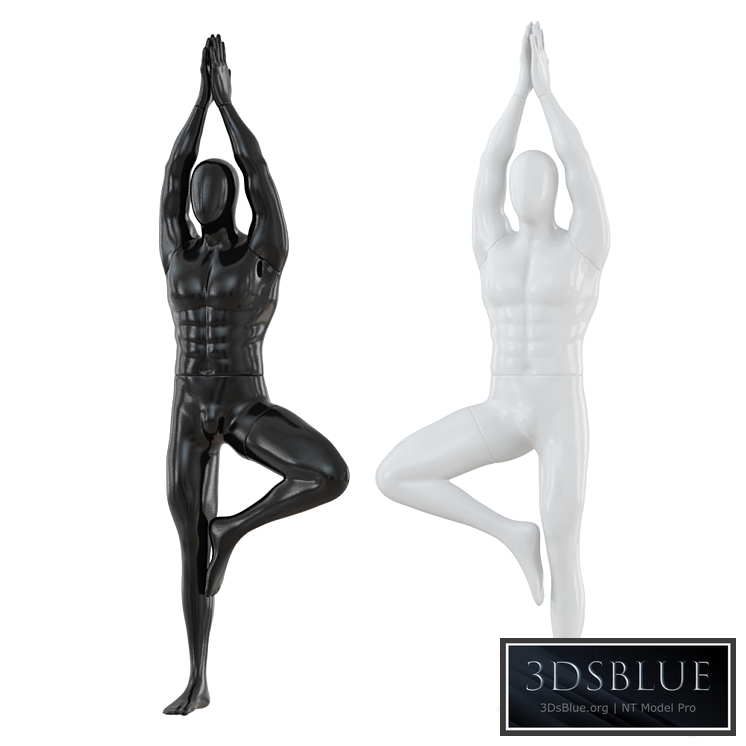 Male abstract mannequin stands in yoga pose 109 3DS Max - thumbnail 3