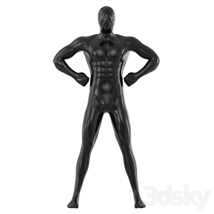 Male black mannequin in wide pose with arms on sides 97 3DS Max Model - thumbnail 3