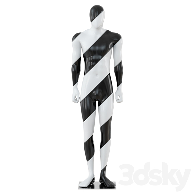 Male Mannequin with Black and White Color 57 3DSMax File - thumbnail 1