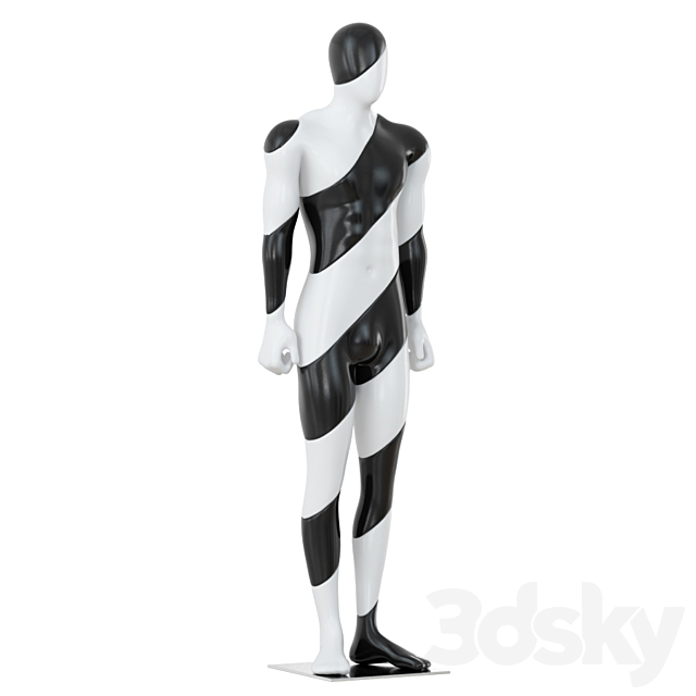 Male Mannequin with Black and White Color 57 3DSMax File - thumbnail 2