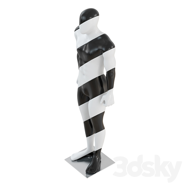 Male Mannequin with Black and White Color 57 3DSMax File - thumbnail 3