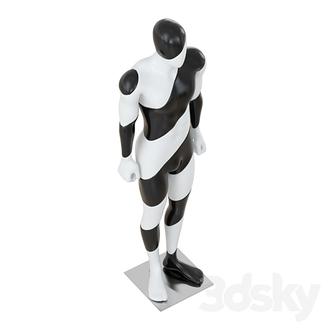 Male Mannequin with Black and White Color 57 3DSMax File - thumbnail 4