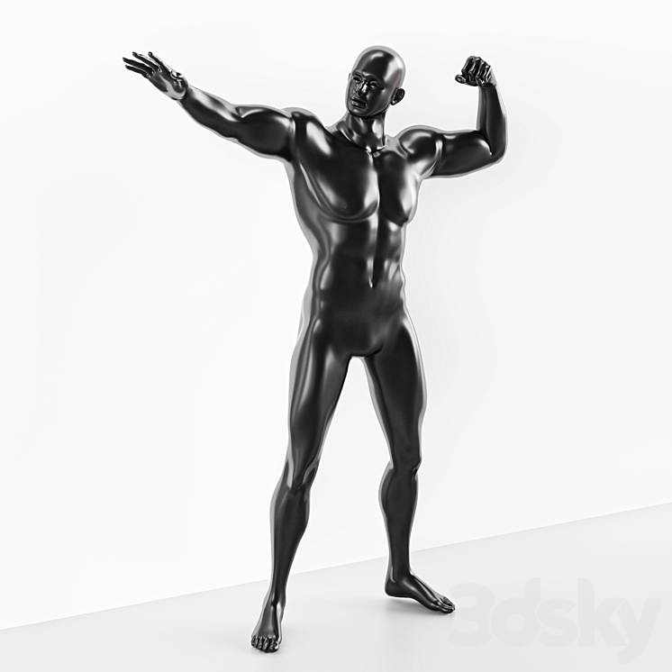 Man Muscle Pose Mannequin 3DS Max Model - thumbnail 2