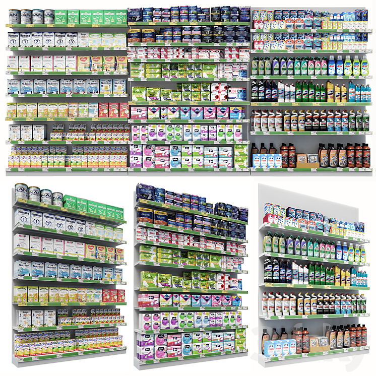 Market shelves 3DS Max Model - thumbnail 1