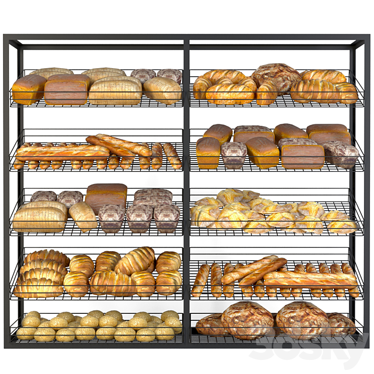 Rack in the bakery. Bread 3DS Max - thumbnail 1