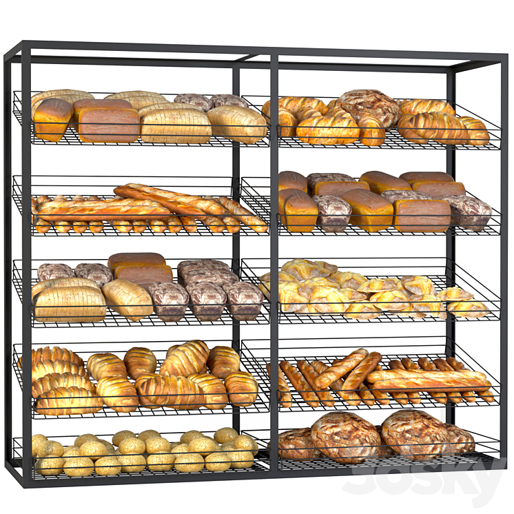 Rack in the bakery. Bread 3DS Max - thumbnail 2