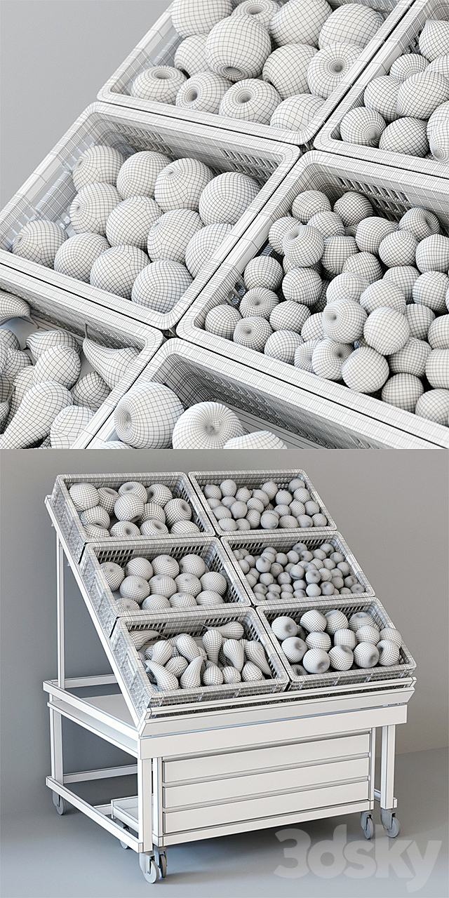 Rack with fruits 3DS Max Model - thumbnail 3