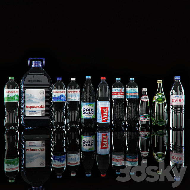 Rack with mineral water 3ds Max - thumbnail 2