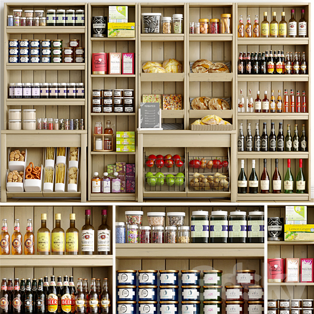 Rack with spices. alcohol and pastries in the supermarket 3DSMax File - thumbnail 1