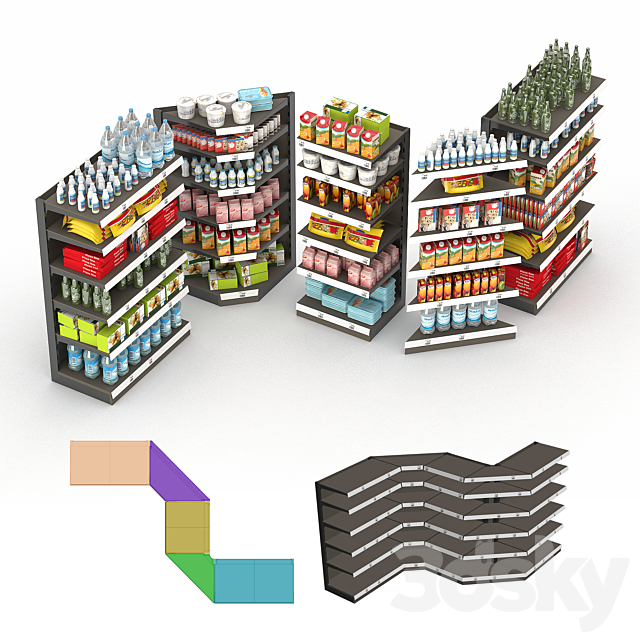 Racks for the store with filling. 3DS Max Model - thumbnail 3