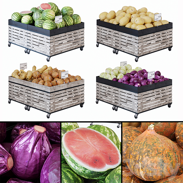 Racks for vegetables \/ fruits 3DS Max - thumbnail 1