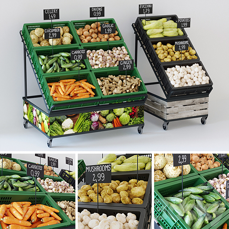 Racks with vegetables 3DS Max - thumbnail 1