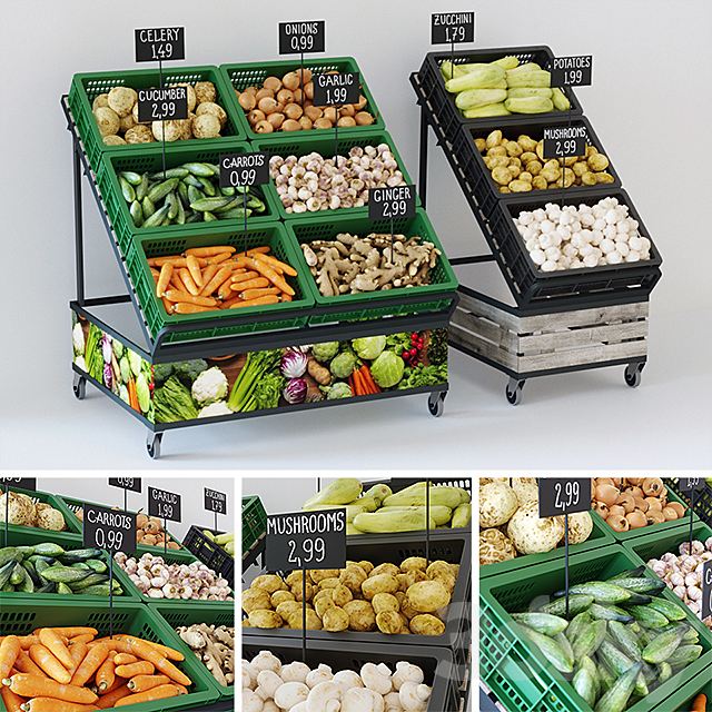 Racks with vegetables 3DSMax File - thumbnail 1