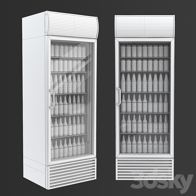 Refrigerated cabinet with drinks 3DS Max - thumbnail 2