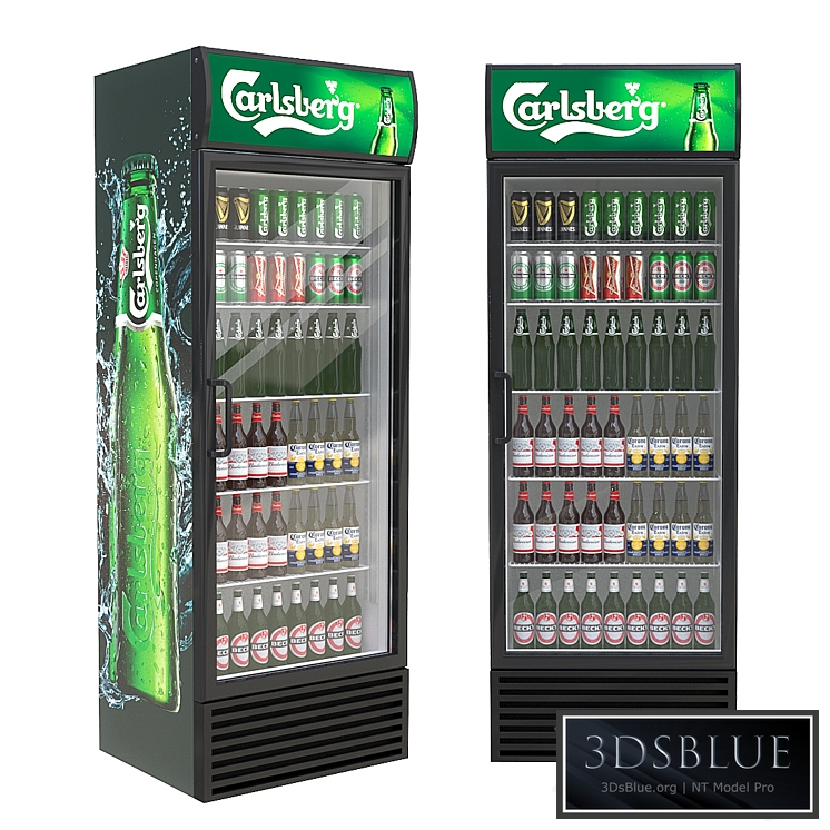 Refrigerated cabinet with drinks 3DS Max - thumbnail 3