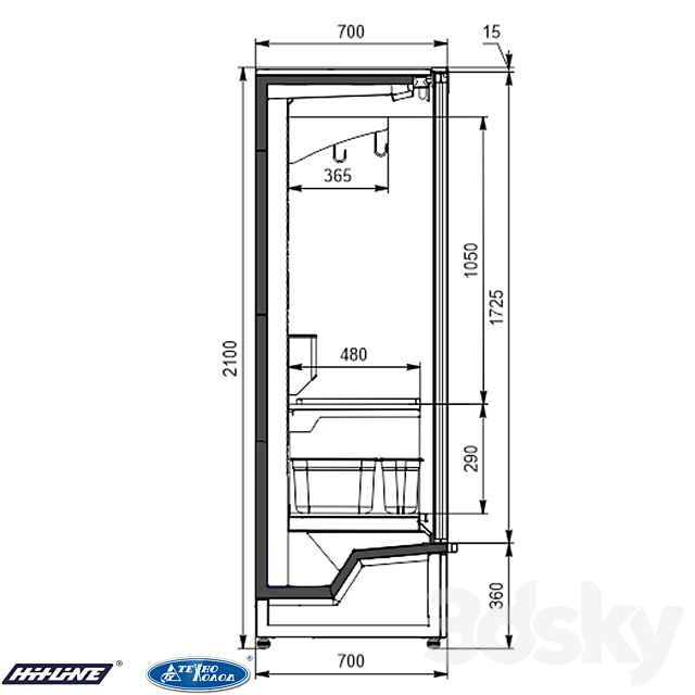 Refrigerated display case 2057 Indiana medium AV 070 meat D 210-DLA 3DS Max Model - thumbnail 2