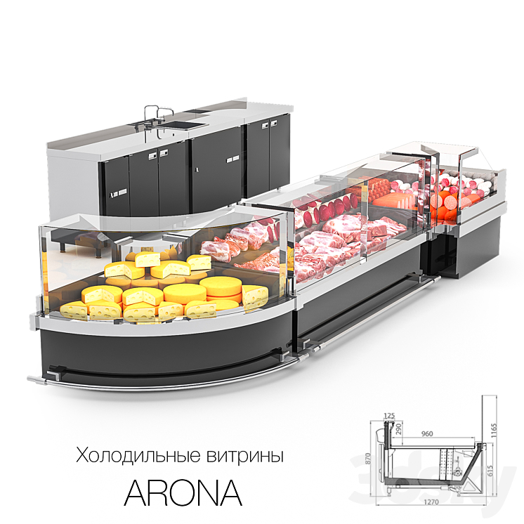 Refrigerated display cases ARONA 3DS Max - thumbnail 1