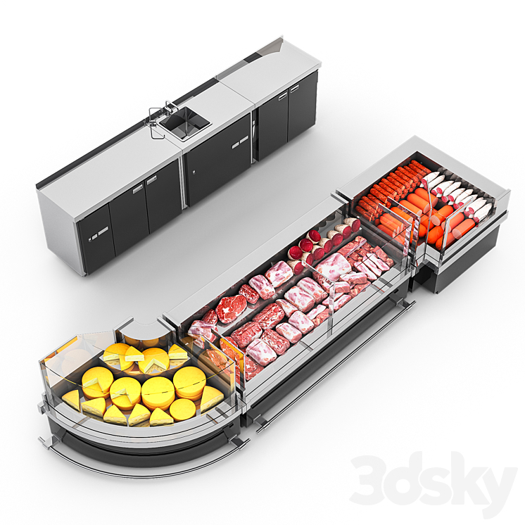 Refrigerated display cases ARONA 3DS Max - thumbnail 2