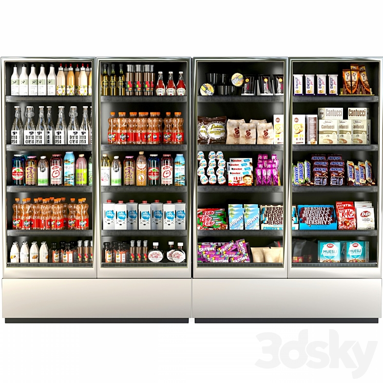 Refrigerator in a supermarket with groceries food and drinks 3 3DS Max - thumbnail 1