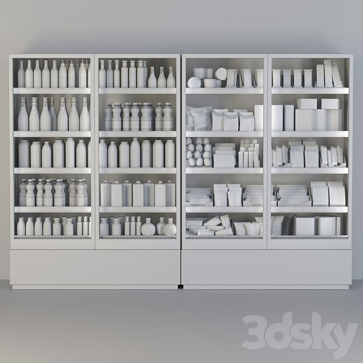 Refrigerator in a supermarket with groceries food and drinks 3 3DS Max - thumbnail 2