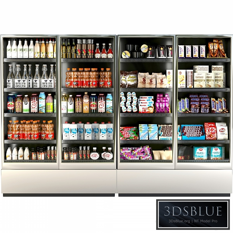 Refrigerator in a supermarket with groceries food and drinks 3 3DS Max - thumbnail 3