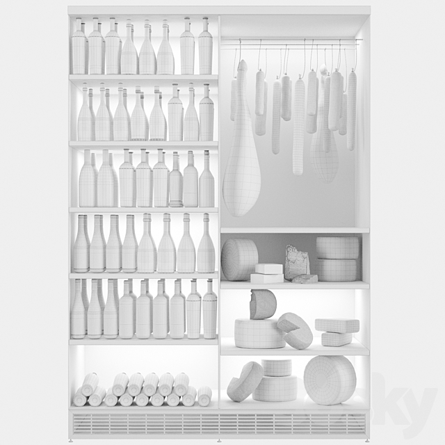 Refrigerator with sausages and jamon in the store 3ds Max - thumbnail 2