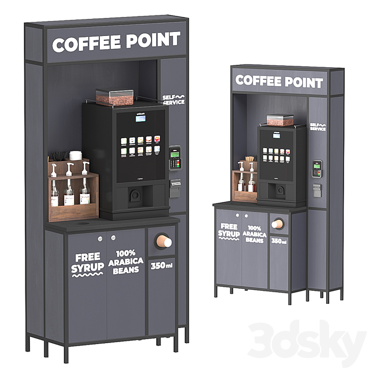 Self-service coffee shop 3DS Max - thumbnail 1