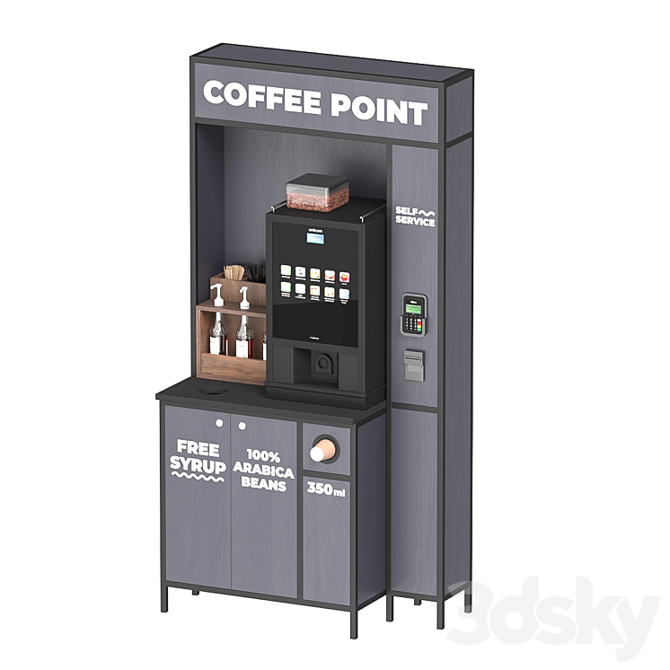 Self-service coffee shop 3DS Max - thumbnail 2